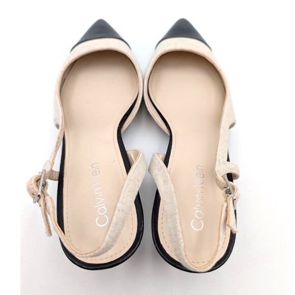 Calvin Klein Dasta Kitten Heel Slingback Pumps Women's Beige Size US7.5M EU38 - Picture 6 of 12